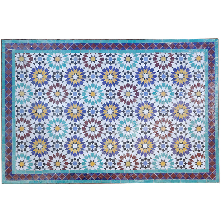 Trädgårdsbord matbord 120x80 cm med handgjord mosaik gjord av zellige kakel i flerfärgad