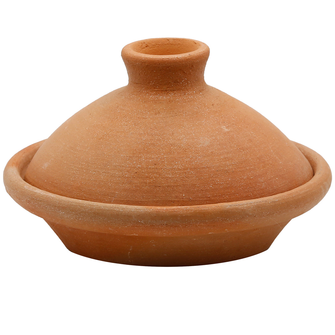 Liten tagine från Marocko 20 cm, naturlig och oglaserad av traditionell lera
