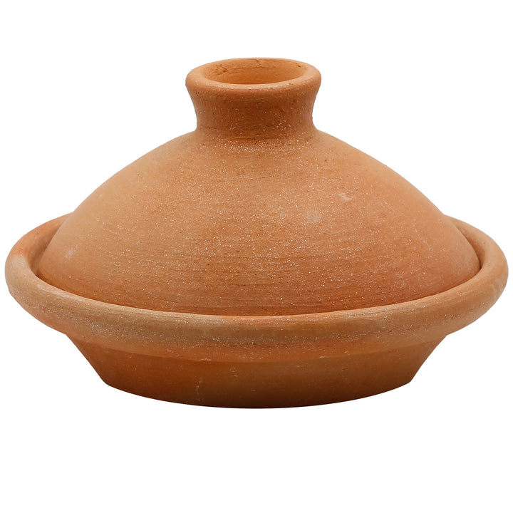 Liten tagine från Marocko 20 cm, naturlig och oglaserad av traditionell lera