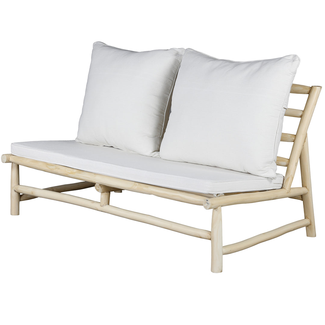 2-sits soffa av teak, kompakt lounge tvåsits utomhus