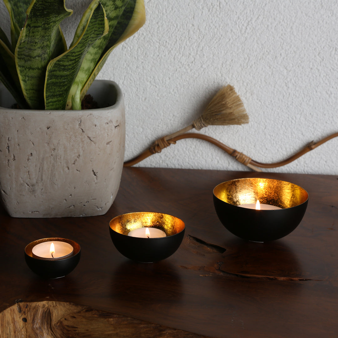 Set med 3 värmeljushållare Meo Gold