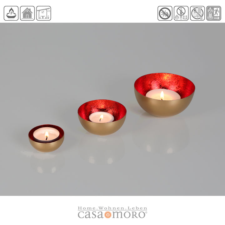 Set med 3 värmeljushållare Meo Red