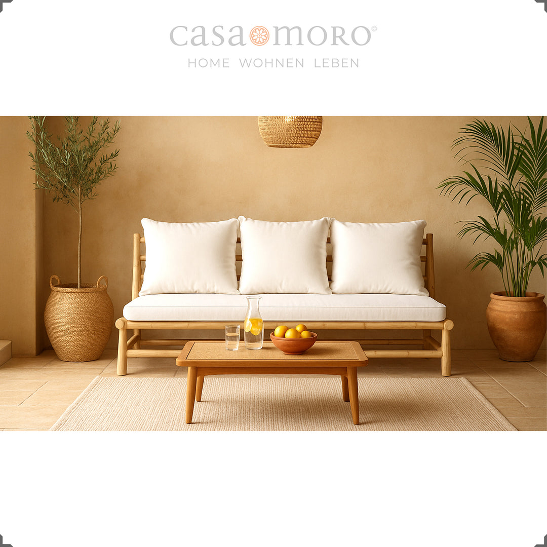 3-sits soffa i massiv teak, natur och oladd