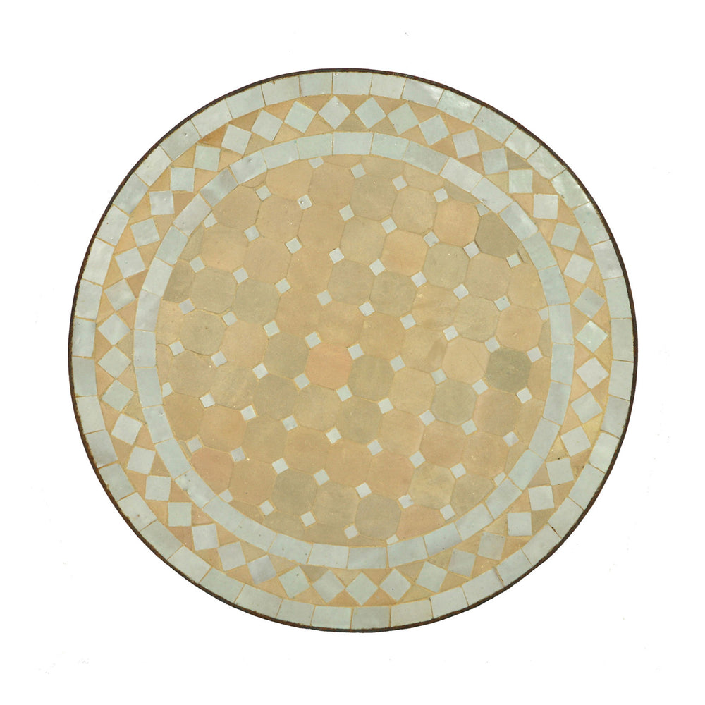 Bord med mosaik ca 45 cm, vit terrakotta för balkong, terrass eller vardagsrum