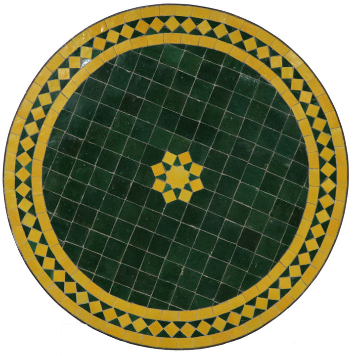 Mosaikbord ca 60 cm i gröngult med marockanskt zelligemönster