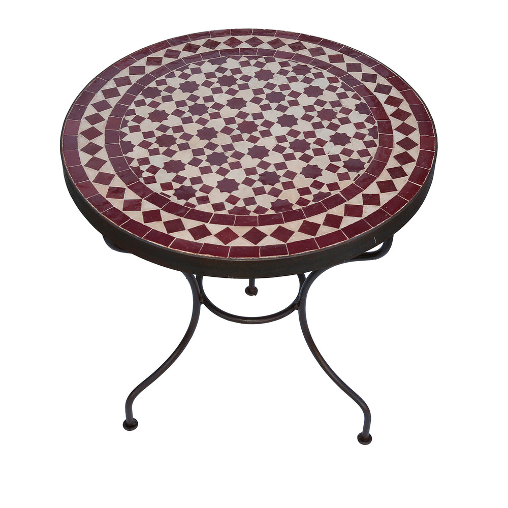 Runt sidobord med en diameter på 45 cm, klarlackförseglad ram i smide, 50 cm hög