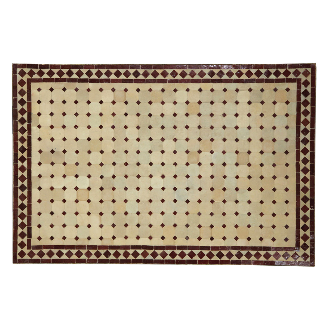Matbord 120x80 cm mosaikbord med Zellige kakel i Bordeaux terrakotta - handgjorda