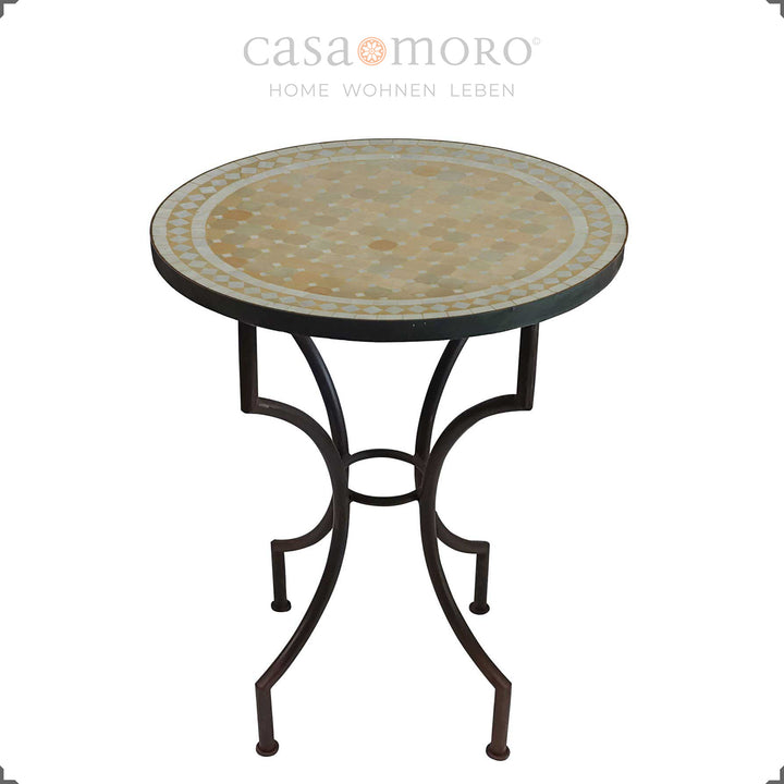 Runt mosaikbord med en diameter på 60 cm - perfekt som balkongbord, kakelbord eller altanbord