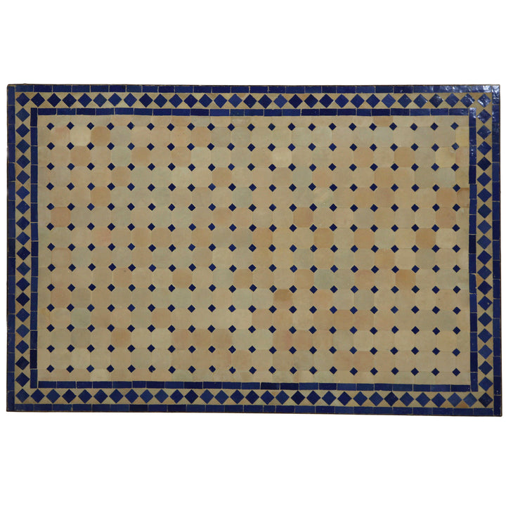 Trädgårdsbord mosaikbord 120x80 cm med zellige kakel i blå terrakotta - handgjorda