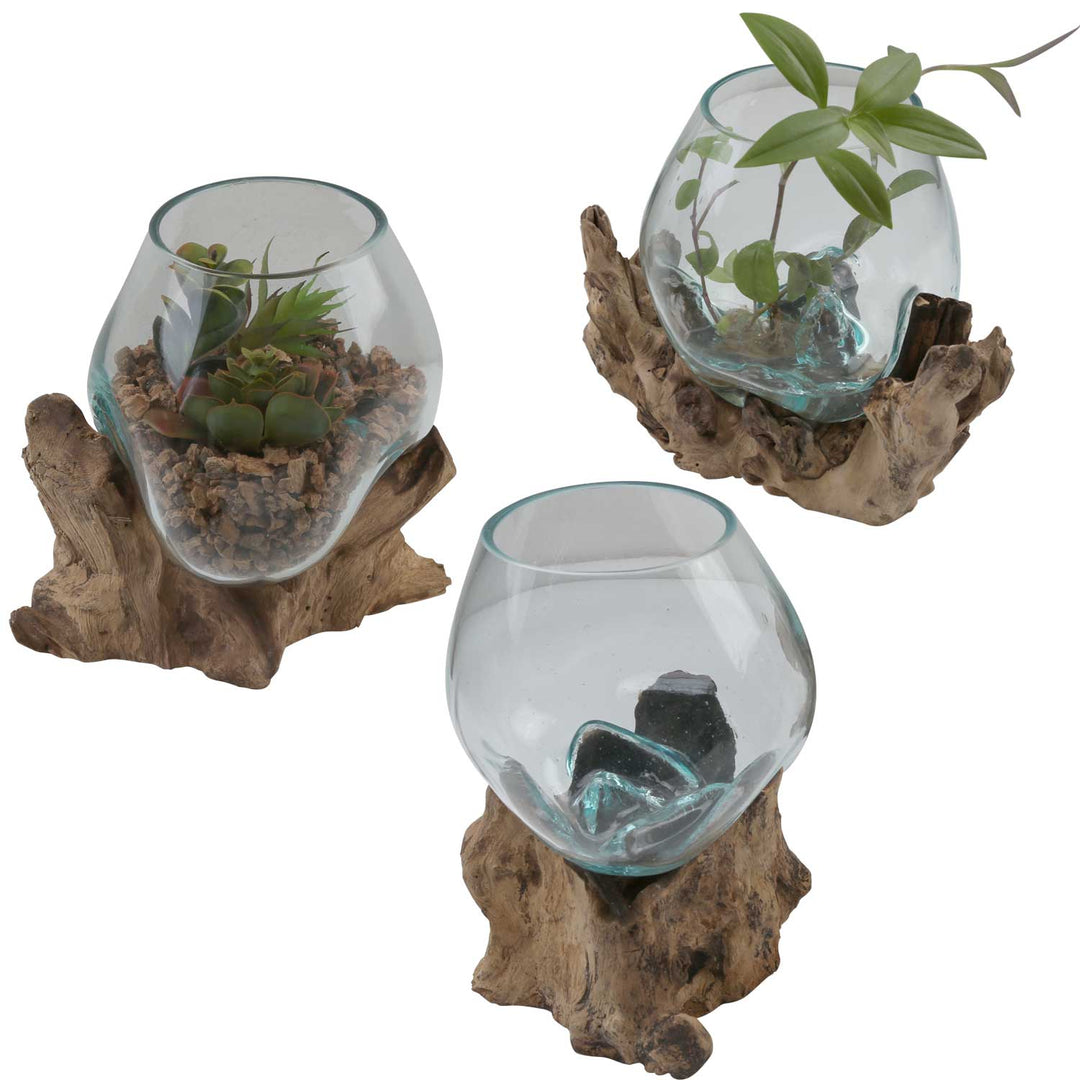 Glasvas på burl wood A18
