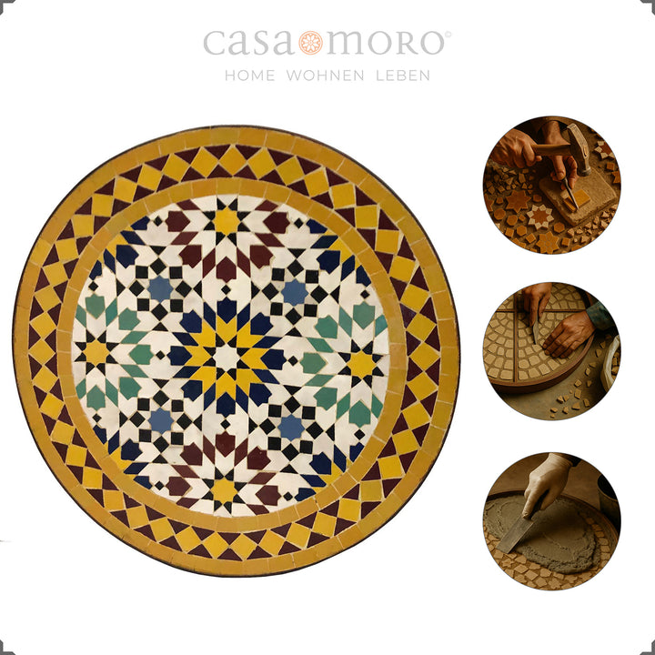 Bordshöjd 50 cm, diameter 45 cm, lös mosaikpanel, vikt 11 kg