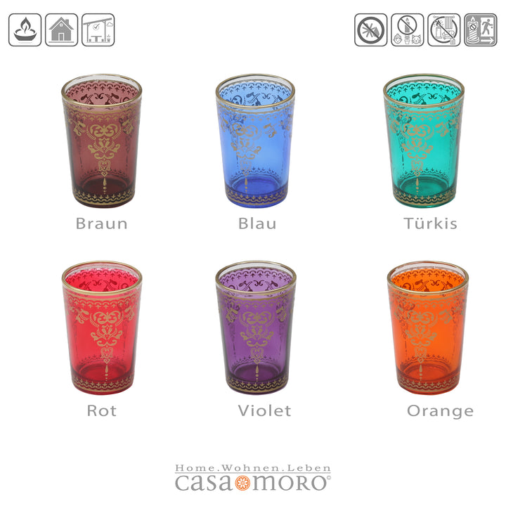 värmeljusglas set om 6 färgglada mix