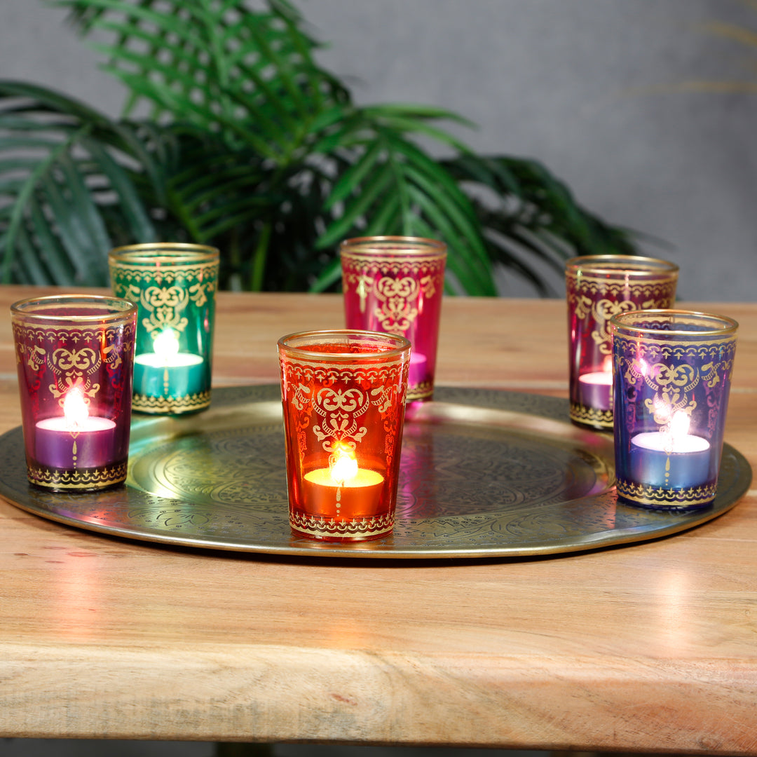 värmeljusglas set om 6 färgglada mix