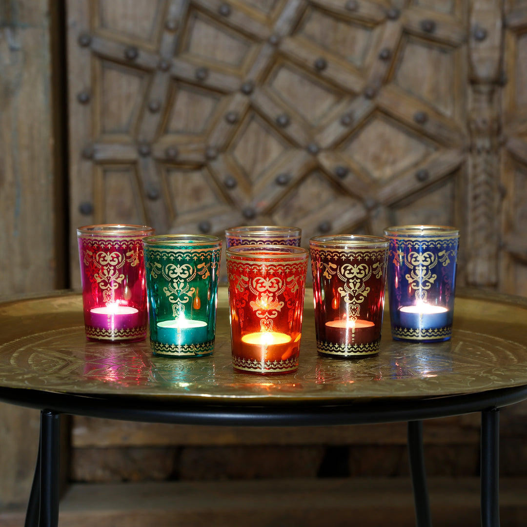 värmeljusglas set om 6 färgglada mix