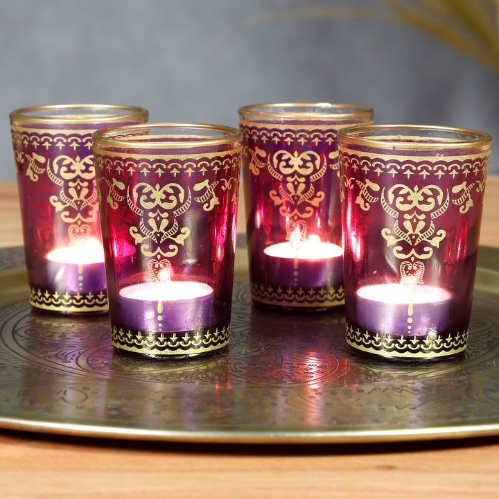 Värmeljusglas violett-lila set om 6 st