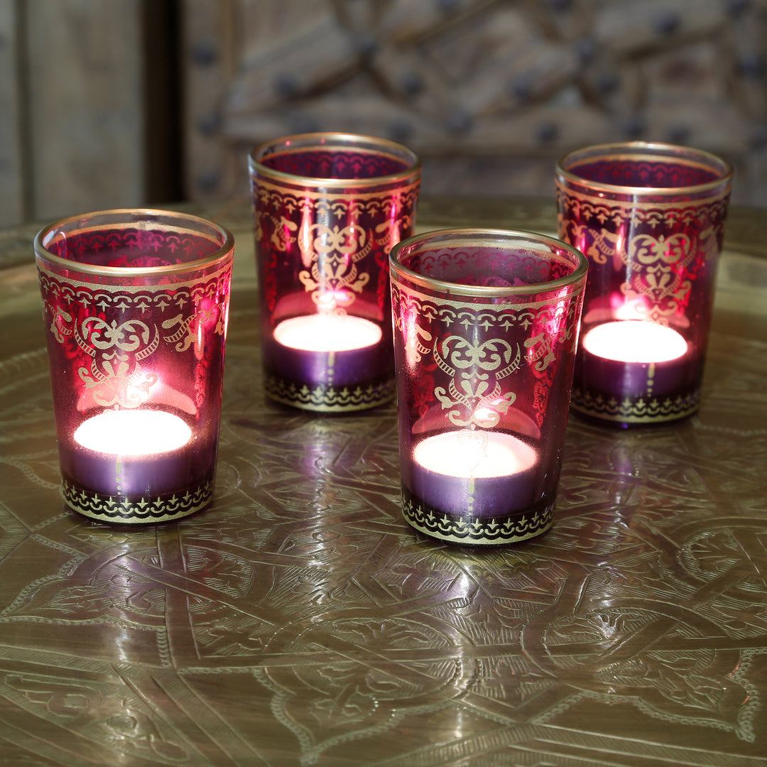 Värmeljusglas violett-lila set om 6 st