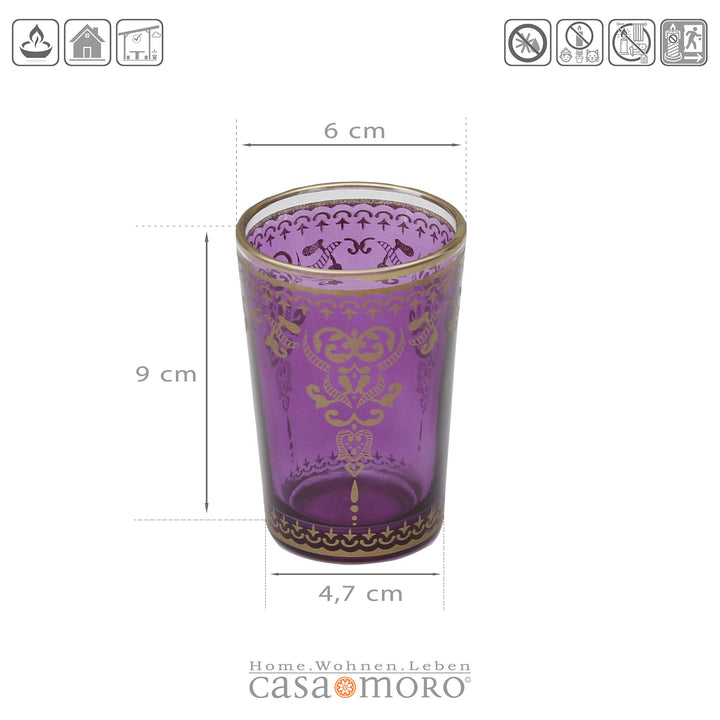 Värmeljusglas violett-lila set om 6 st