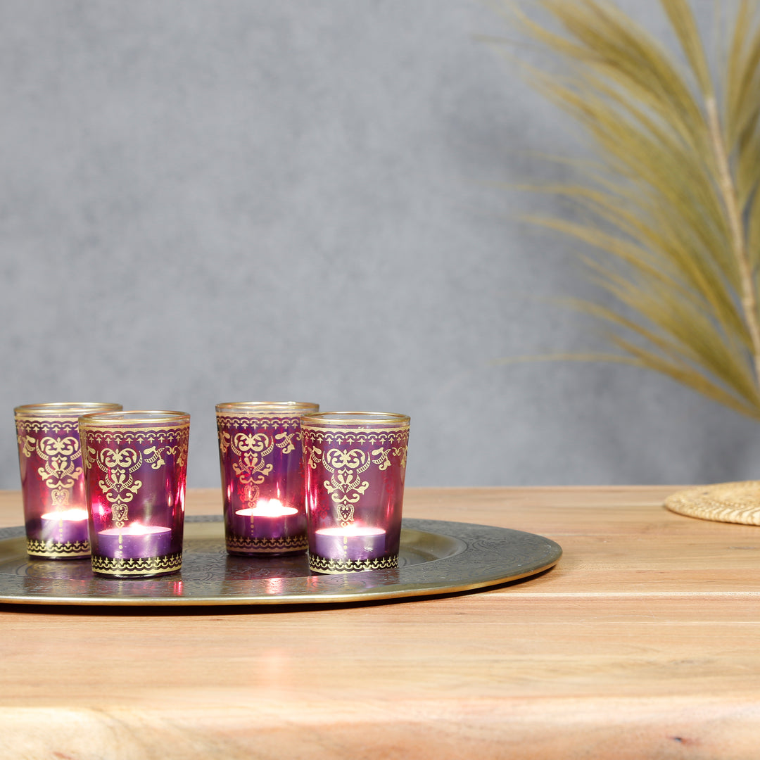 Värmeljusglas violett-lila set om 6 st