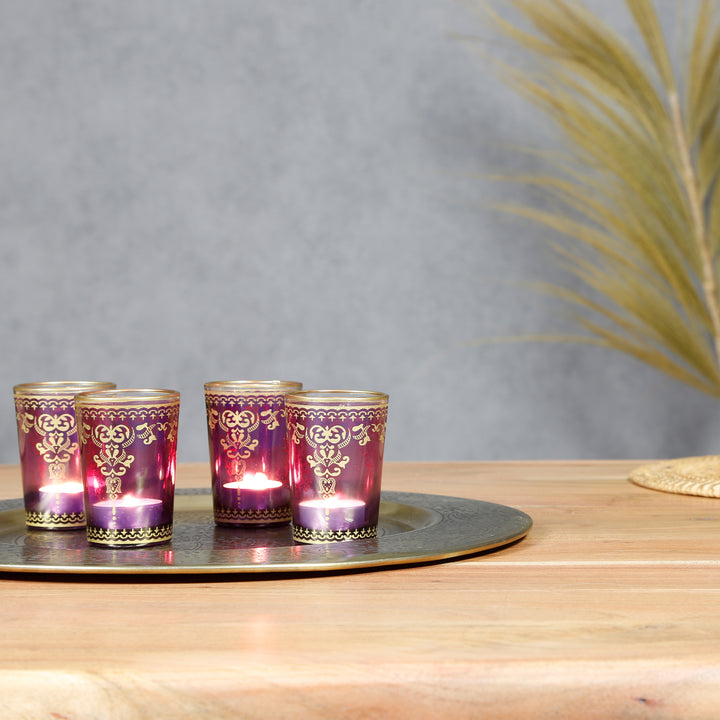 Värmeljusglas violett-lila set om 6 st