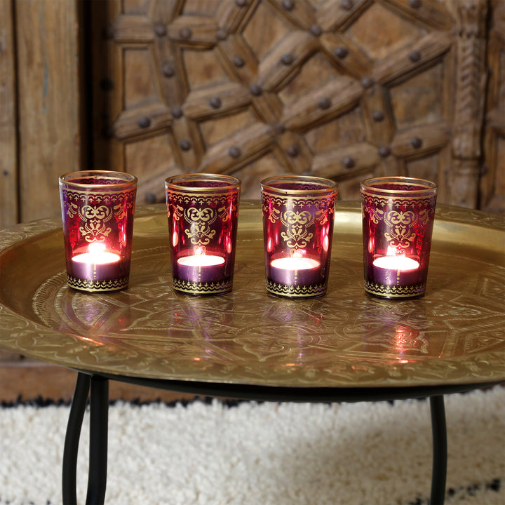 Värmeljusglas violett-lila set om 6 st