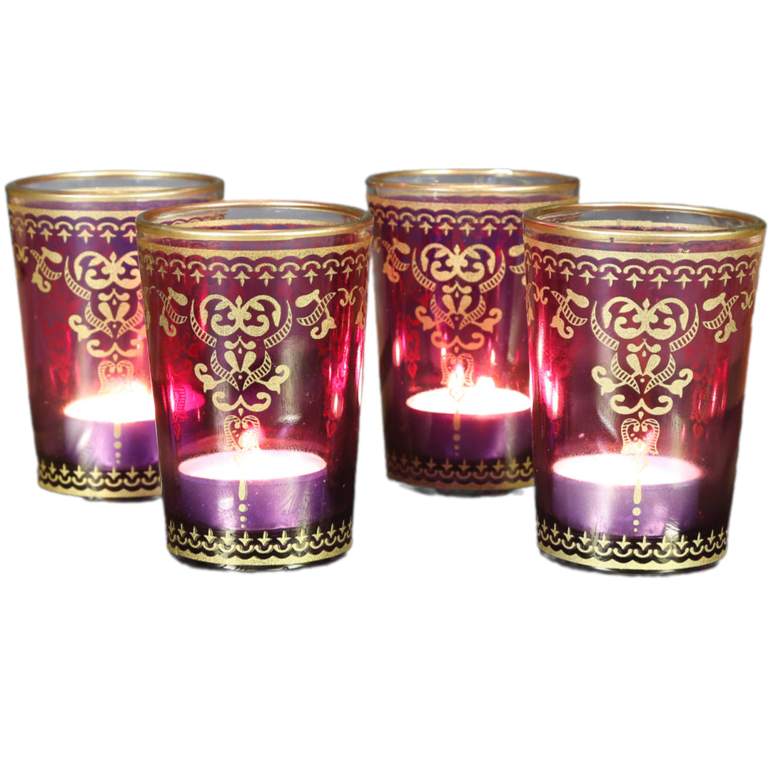 Värmeljusglas violett-lila set om 6 st
