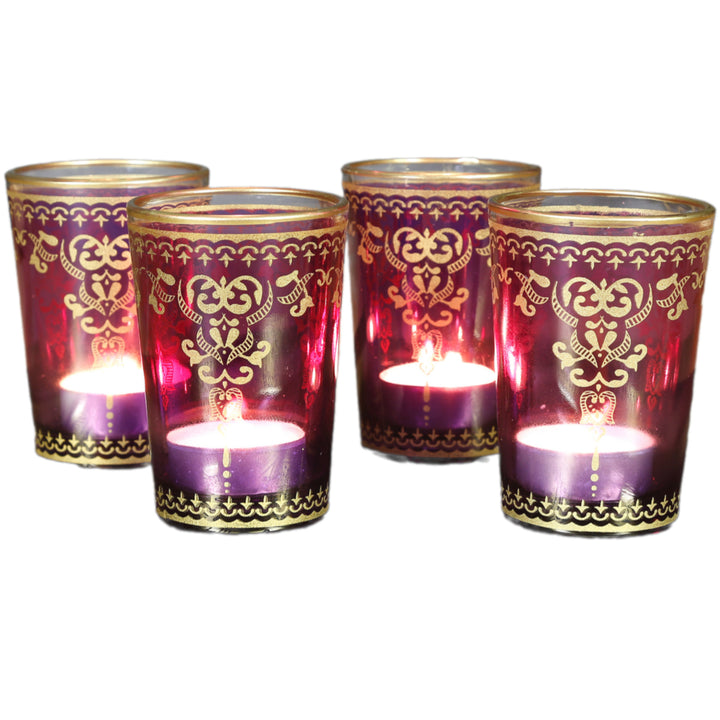 Värmeljusglas violett-lila set om 6 st
