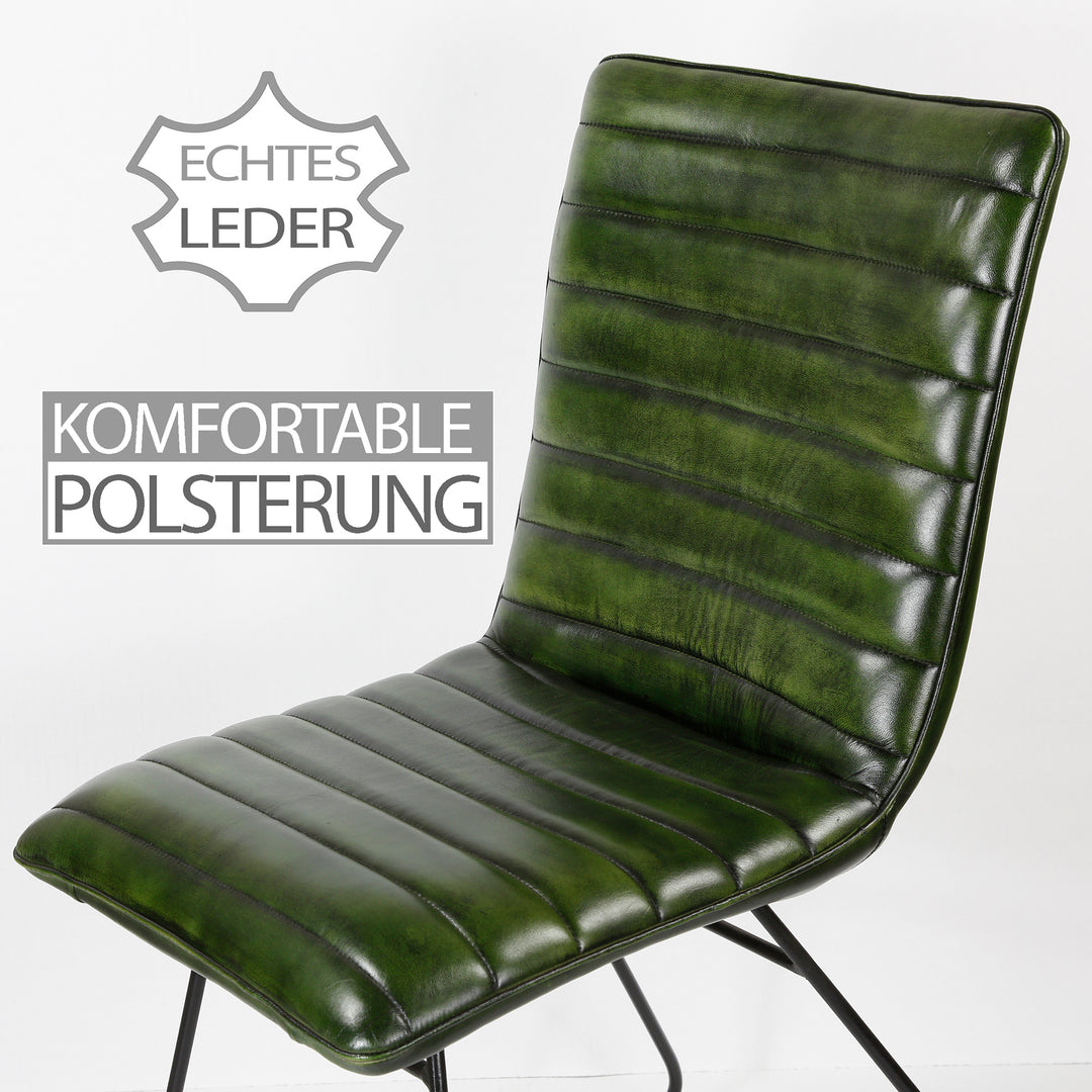 Matsalsstol lädergrön