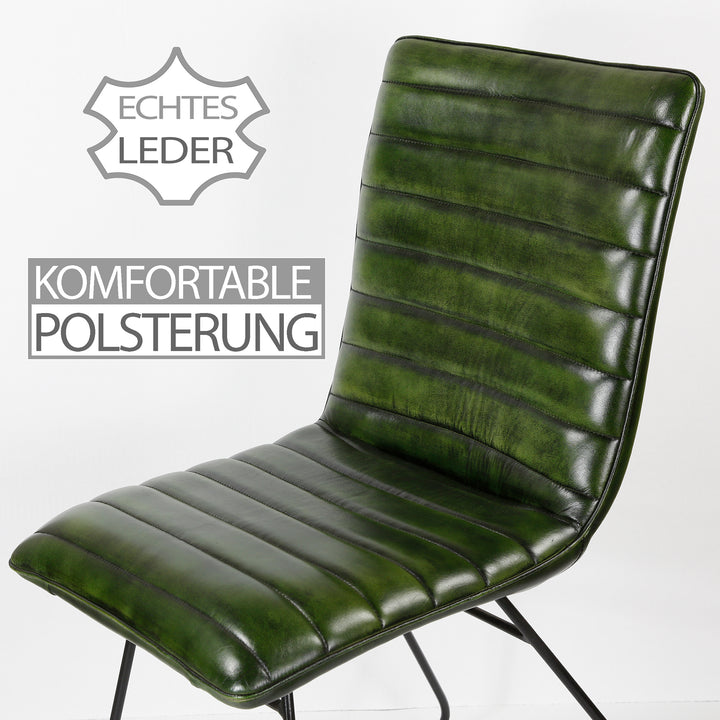 Matsalsstol lädergrön