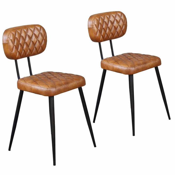 Läderstol Sofia Cognac set om 2