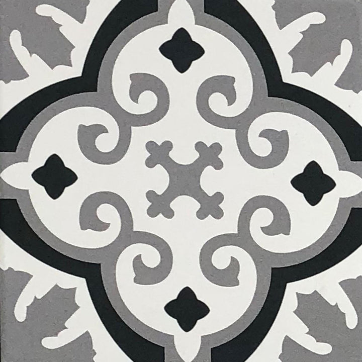 Marockanskt kakel 20x20 cm – gråsvart