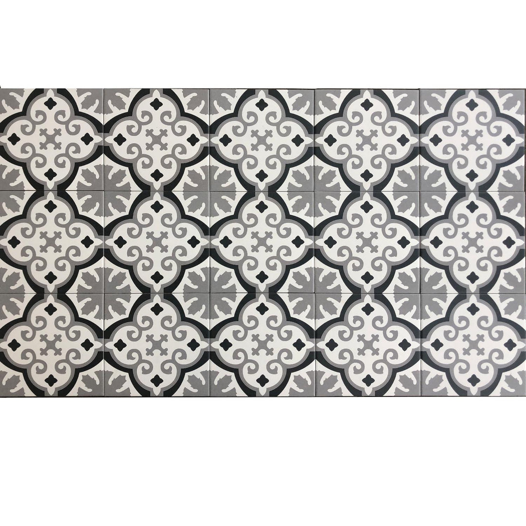 Marockanskt kakel 20x20 cm – gråsvart