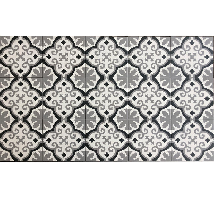 Marockanskt kakel 20x20 cm – gråsvart