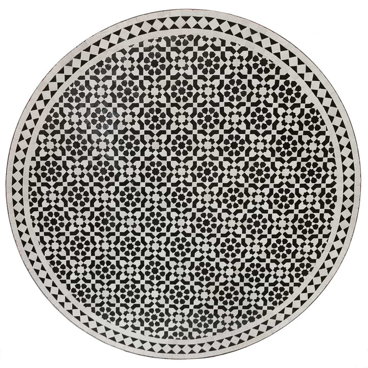 Mosaikbord D120 svart och vitt glaserat