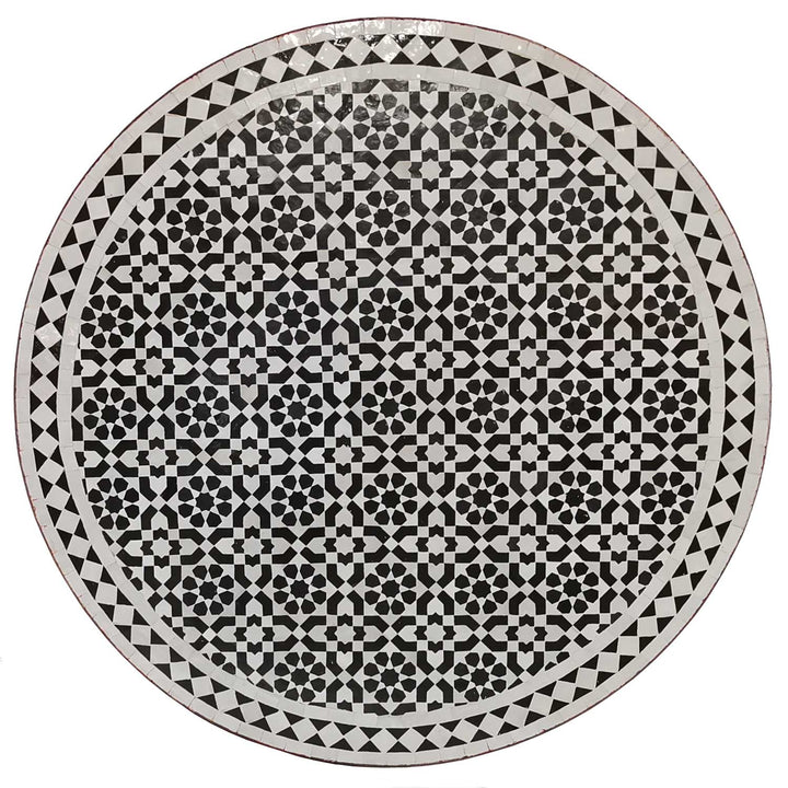 Mosaikbord D100 svartvitt glaserat