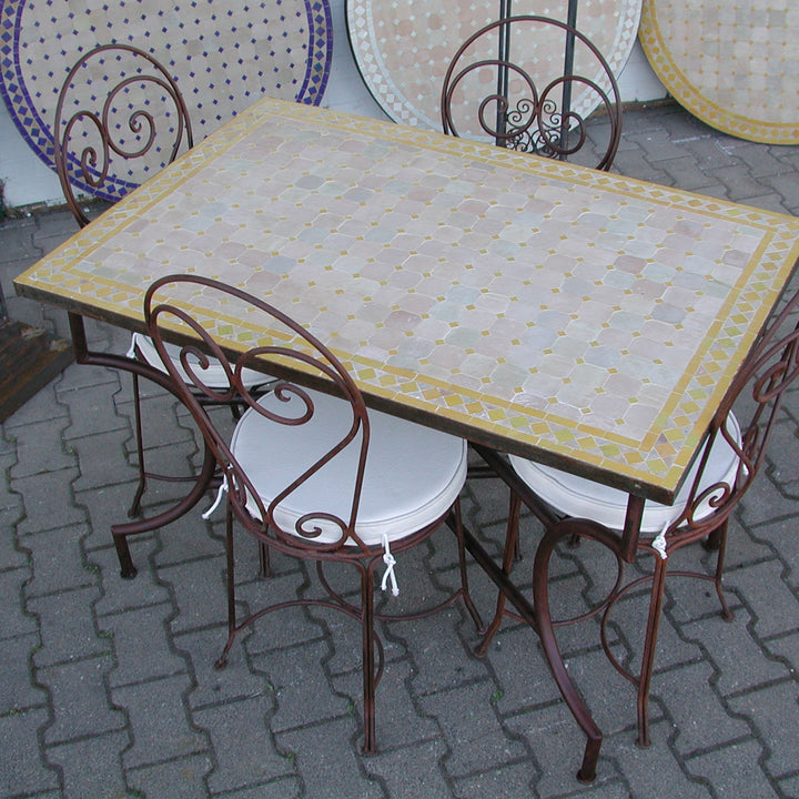 Mosaikmatbord 120x80 gul/diamant