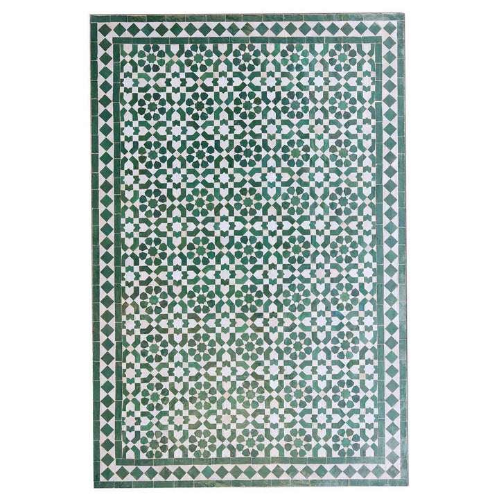 Mosaikmatbord 120x80 grönvitglaserat