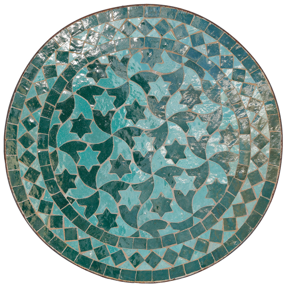 Litet sidobord 45 cm med grön mosaik i form av en stjärna - traditionellt tillverkat i Marocko