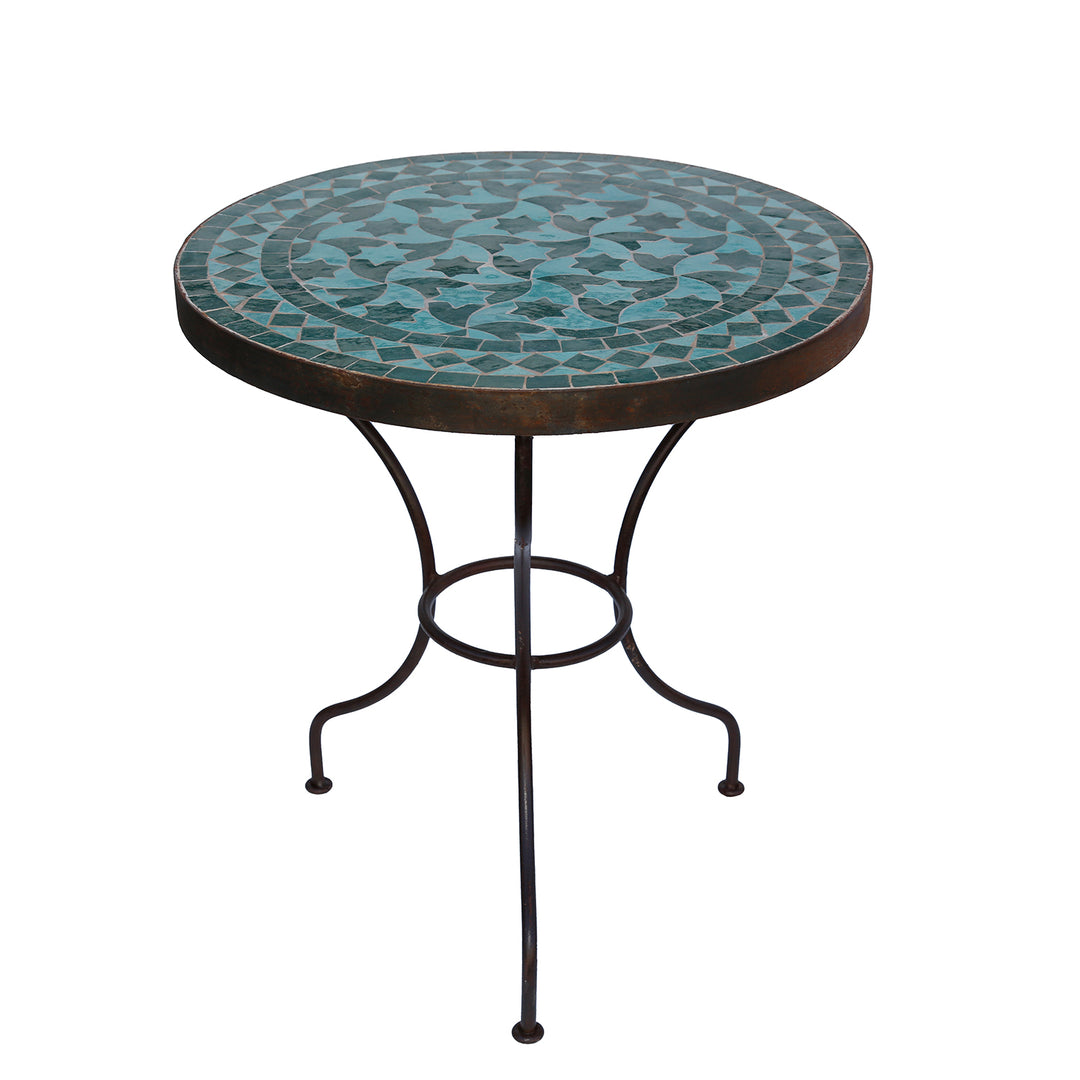 Runt sidobord Ø 45 cm, höjd 50 cm - smidesbord med orientaliskt zelligemönster