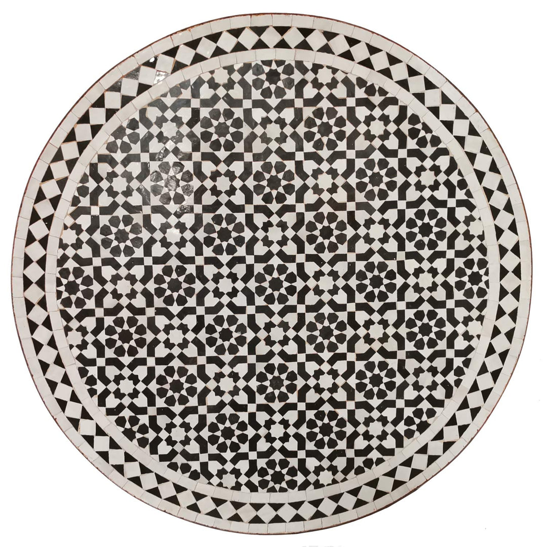 Mosaikbord D90 svartvitt glaserat