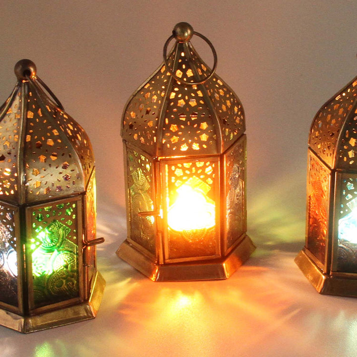 Orientaliska glaslyktor Nael flerfärgad set om 6