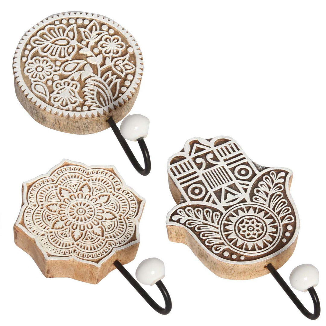 Orientaliska klädkrokar set om 3 Yasid