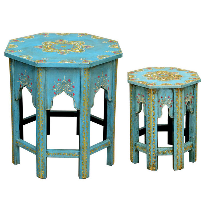 Orientaliska sidobord Saada Blue set om 2