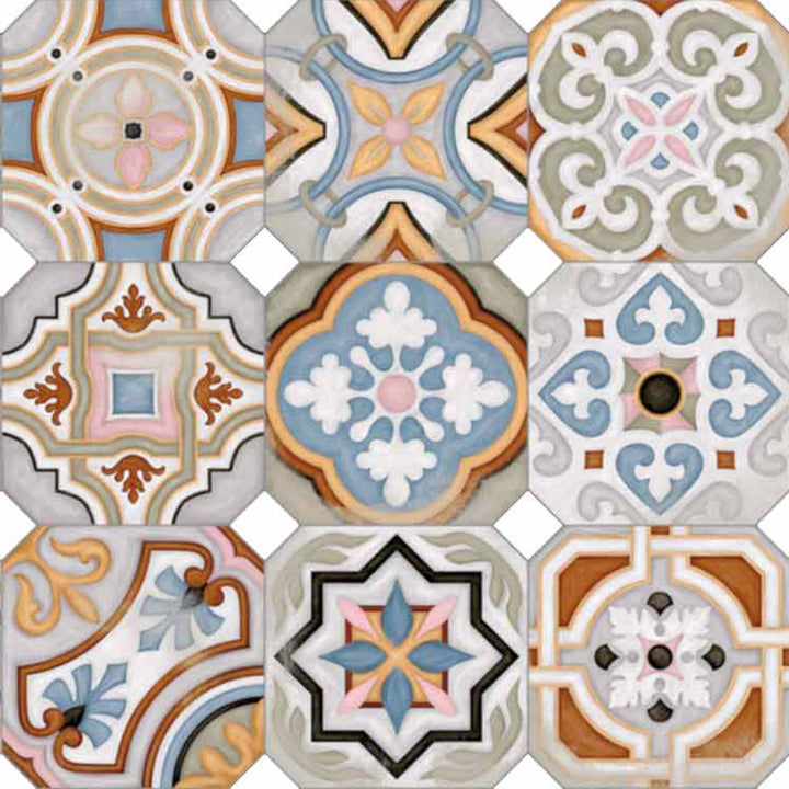 Retro Patchwork Kakel 20x20 cm – Flerfärgad