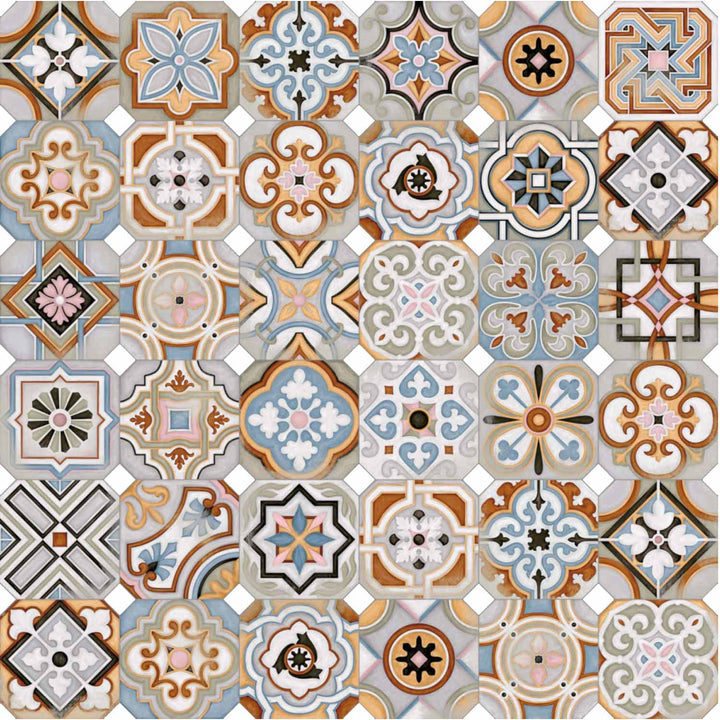 Retro Patchwork Kakel 20x20 cm – Flerfärgad
