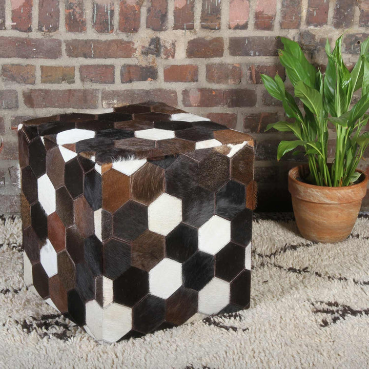 Patchwork läder sittdyna Vanita