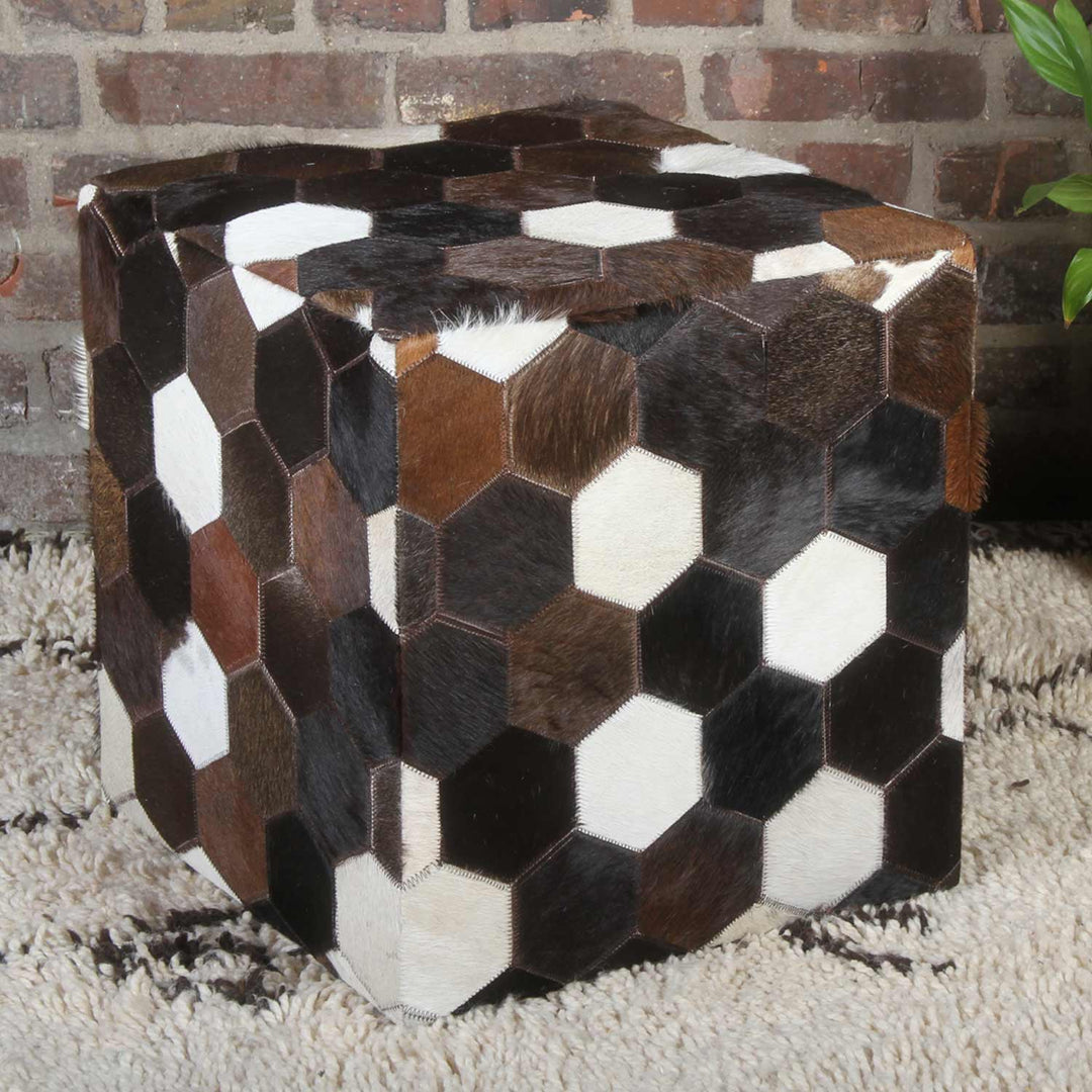 Patchwork läder sittdyna Vanita