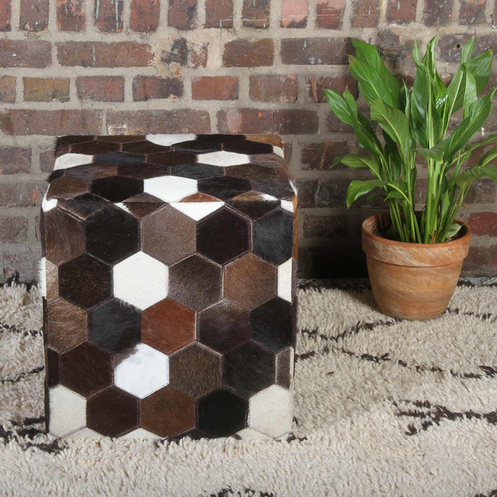 Patchwork läder sittdyna Vanita