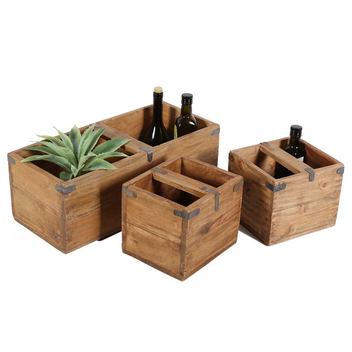 Teak trälåda Enzo set om 3
