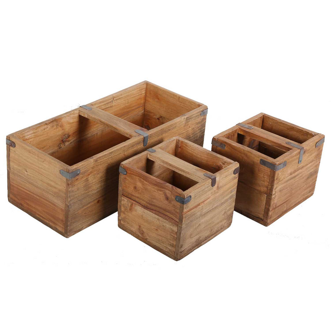 Teak trälåda Enzo set om 3