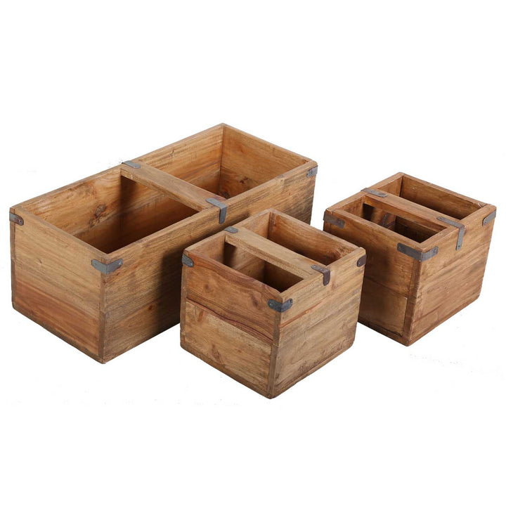 Teak trälåda Enzo set om 3